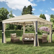 TOOLPORT Gazebo da giardino Sunset Premium, crema, 4x4m - (300174)