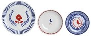 Set di Stoviglie DKD Home Decor Azzurro Bianco Rosso Porcellana Mediterraneo 18 Pezzi 27 x 27 x 3 cm