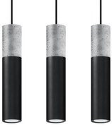 Lampada a Sospensione BORGIO 3P Nera con Cemento 3xGU10