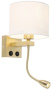 Lampada da parete intelligente oro con paralume bianco incl. Wifi A60 - Brescia