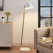 Lindby Tetja lampada da terra con legno, bianco