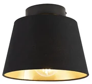 Plafoniera con paralume in cotone nero con oro 20 cm - Combi Black