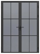 Blocco porta reversibile a due battenti 2 x H204 x L93 cm in Alluminio e Vetro temperato fumé Nero - SEROTO