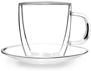 Set di 2 tazze in vetro a doppia parete con piattino , 250 ml Amo - Vialli Design