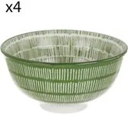 Set 4 coppette righe verde porcellana Hanami