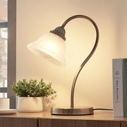 Lindby Lampada da tavolo Mialina, E27, vetro, bianco alabastro, altezza 42 cm