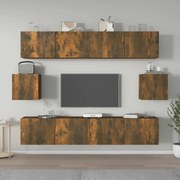 Set di mobili porta tv 6 pz rovere fumo in legno multistrato