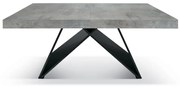 Tavolo VULCANO in legno, finitura grigio cemento con base in legno mdf antracite, allungabile 180×90 cm – 260×90 cm