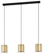 Lampadario Contemporaneo Lagunitas 3 Luci Acciaio Nero E Ottone