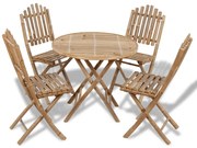 Set Da Pranzo Da Giardino 5 Pz Pieghevole İn Bambù /