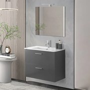 Mobile bagno sospeso 80  antracite lucido con lavabo e specchio   Miami