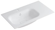 Lavabo integrale a sinistra rettangolare L 80.5 x H 15 x P 46 cm in resina bianco