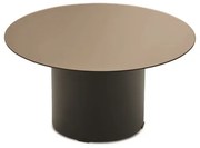 Tavolino tondo WAYLON 60 con base in metallo Nero e piano in vetro Bronzo