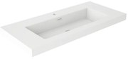 Lavabo da incasso con bordo a vista d'appoggio bacino al centro rettangolare Nantes L 101 x H 6 x P 46 cm in resina bianco