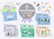 Set di inviti per festa di bambini - Animali in festa