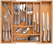Portaposate da Cassetto - Organizer Casetti Cucina Estensibile 46 x 34-56,5 x 6 cm - Organizzatore Cassetti con 6 a 8 Scomparti - Per Utensili da