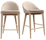 Sgabelli d bar scandinavi in tessuto beige e massello di frassino H66 cm (set di 2) DALIA