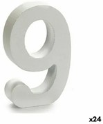 Numeri 9 Legno Bianco (2 x 16 x 14,5 cm) (24 Unità)