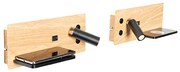Set di 2 applique nere con legno incl. LED con USB e caricatore a induzione - Riza