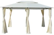 Gazebo Da Giardino Con Tende 4x3 M Bianco /