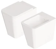 Coppia Di Sanitari a Terra Senza Brida Alice Ceramica "Hide Square" Bianco Opaco