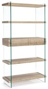 Libreria In Vetro 2 Cassetti 4 Mensole In Legno Rovere Line Kenya Bizzotto 90x39x180