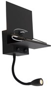 Applique moderna nera con USB e braccio flessibile - Flero