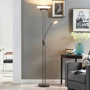 Lampada da terra con luce lettura Yveta Lindby, dimmerabile, Marrone / Ruggine, Soggiorno / Sala da pranzo, Metallo, Campagna / Rustiche, Lampada LED da terra