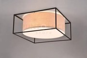 Ross plafoniera struttura metallo nero paralume tortora 50cm x 50cm...