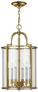 Lampadario Contemporaneo Gentry Ottone Lucido Vetro 6 Luci E14