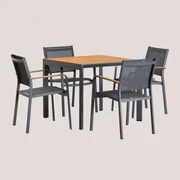 Set da tavolo quadrato Supreme (90x90 cm) e 4 sedie da giardino