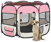 Box per cani pieghevole con borsa trasporto rosa 90x90x58 cm