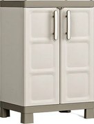 Armadio da Esterno 2 Ripiani 65x45x97H cm in Plastica Keter Excellence Basso Beige/Tortora...