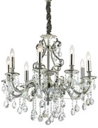 Lampadario Classico Gioconda Metallo-Cristallo Argento 8 Luci E14