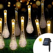 Catena decorata con 50 Gocce a Led Bianco Caldo 6 metri con pannello solare Wisdom