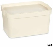 Scatola portaoggetti con coperchio Crema Plastica 2,3 L 13,5 x 11 x 20 cm (24 Unità)