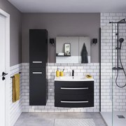 Mobile bagno sospeso con lavabo L 81.8 x H 53.7 x P 47.5 cm nero opaco 2 cassetti per vasca centrale Perla