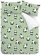 Biancheria da letto per bambini verde per letto matrimoniale 200x200 cm Panda Paws – Catherine Lansfield