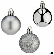 Set di palline di Natale 4 cm Argentato Plastica (12 Unità)