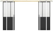 Porta scorrevole doppia atelier con sistema a incasso 2xH205xL73cm Nero e Vetro temperato smerig. - ARTISTO II