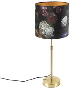 Lampada da tavolo oro / ottone con paralume in velluto fiori 25 cm - Parte