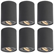Set di 6 faretti intelligenti grigio scuro incl. Wifi GU10 - Rondoo up