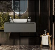 Mobile Bagno Grigio opaco 120x50 Amalfi Con Un Cassetto e Lavabo da appoggio in ceramica