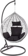 Poltrona sospesa Eggy in rattan grigio/nero - H195 cm