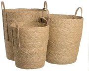 Set di Cesti Naturale Juncus 42 x 42 x 48 cm (3 Pezzi)