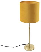 Lampada da tavolo oro / ottone con paralume in velluto giallo 25 cm - Parte