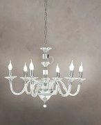 Lampadario gala 6 luci attacco e14 bianco e cromo d.72cm