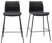 Sgabelli da bar fissi nero look anticato e metallo nero H65 cm (set di 2) HAROLD