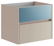 Mobile da bagno sotto lavabo Niwa sabbia frontale in vetro blu pacifico laccato opaco L 59.5 x H 50 x P 45.5 cm 2 cassetti, lavabo non incluso