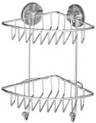 WENKO 20888100-Mensola angolare VACUUM-LOC tonda in acciaio 22,5x29,5 cm finitura cromata lucida